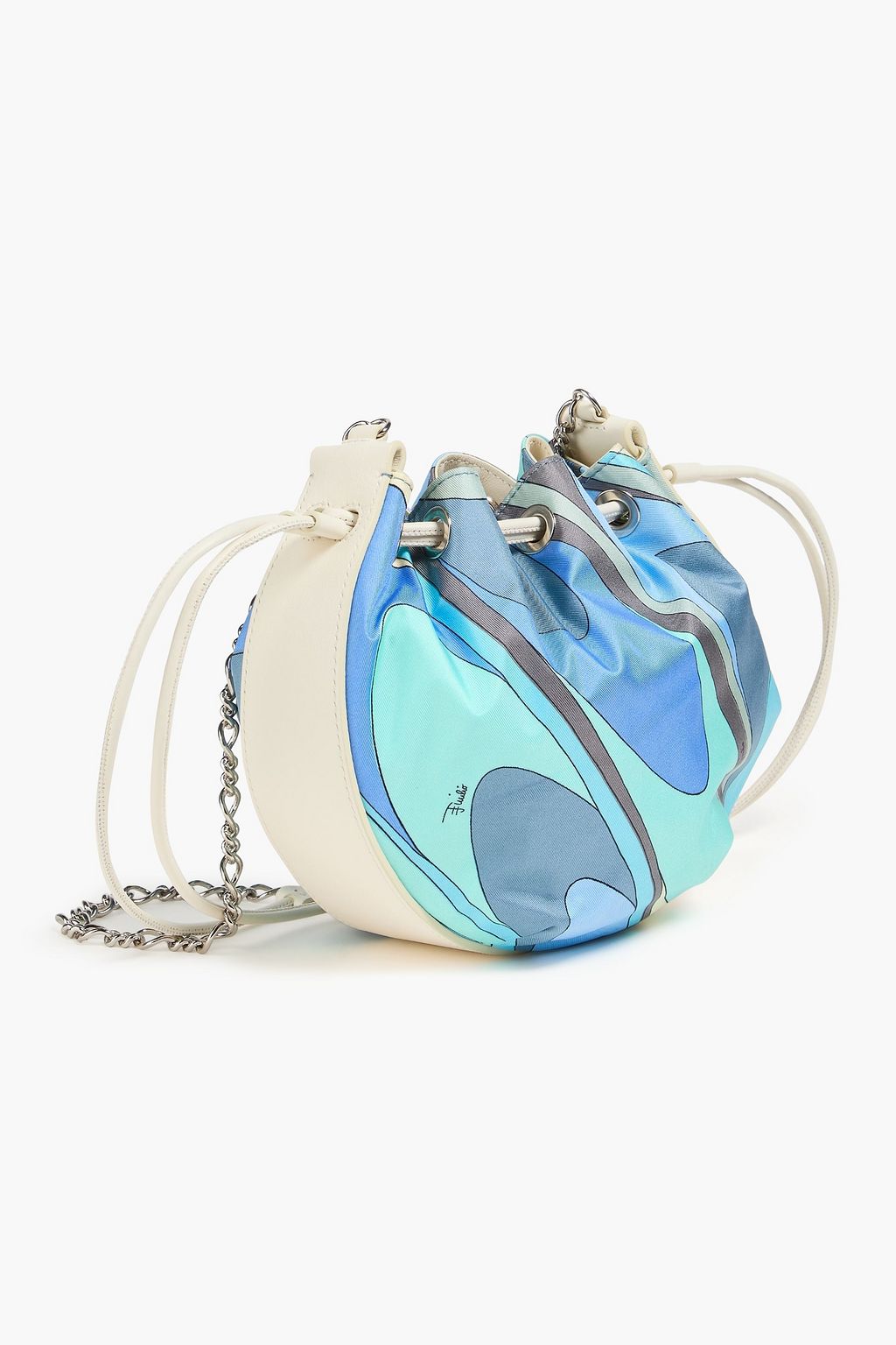 PUCCI Printed silk-twill and leather bucket bag