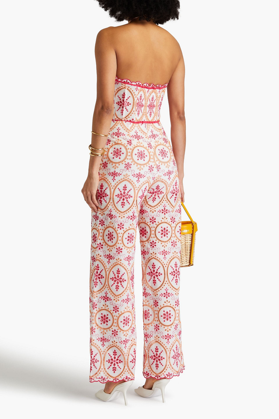 Charo Ruiz Brigid Broderie Anglaise Cotton-blend Wide-leg Pants In Fuchsia