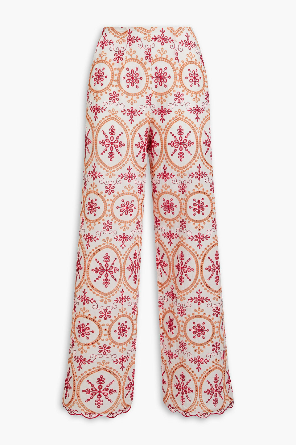 Charo Ruiz Brigid Broderie Anglaise Cotton-blend Wide-leg Pants In Fuchsia