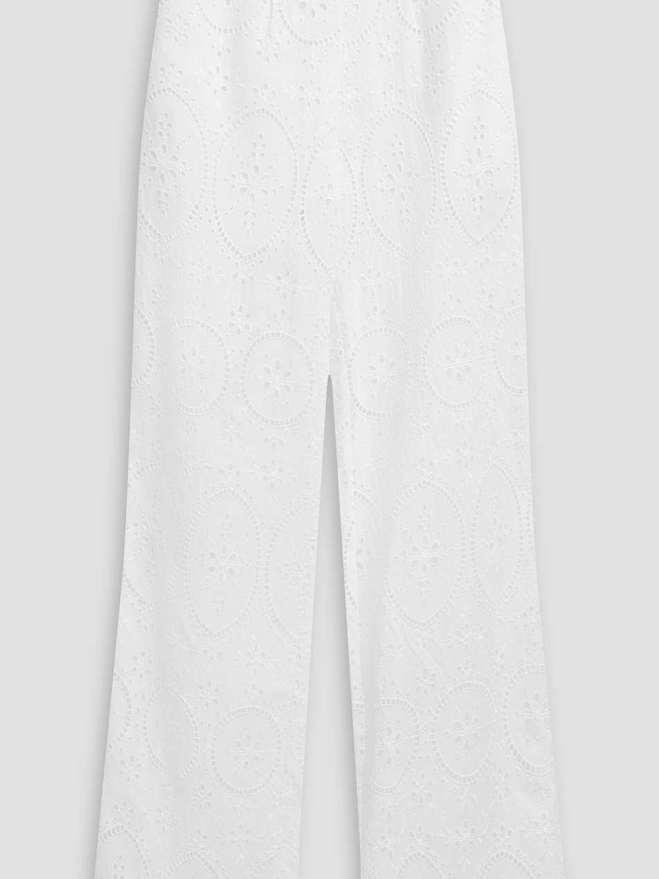 brigid broderie anglaise cotton-blend wide-leg pants