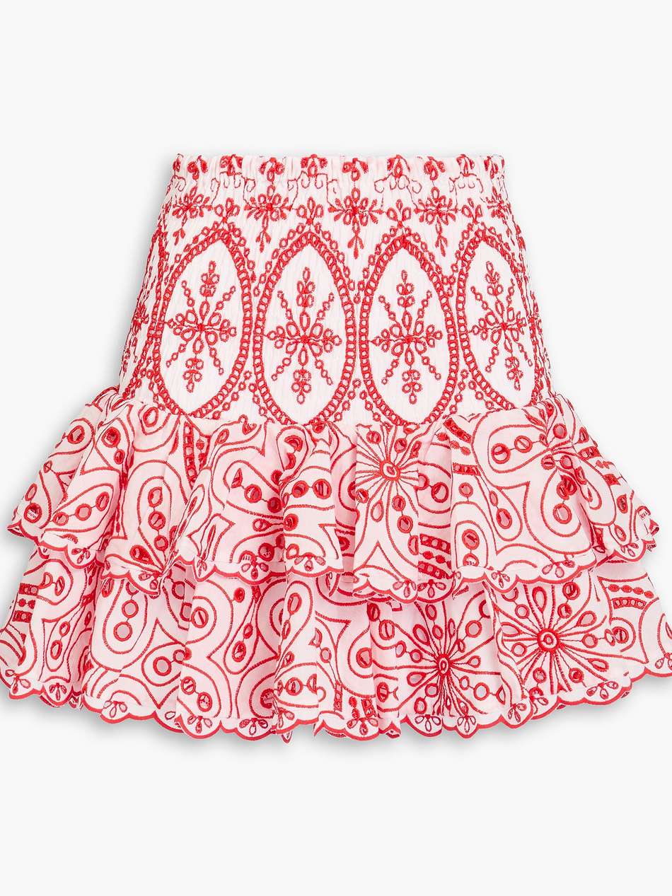 noa tiered broderie anglaise cotton-blend mini skirt