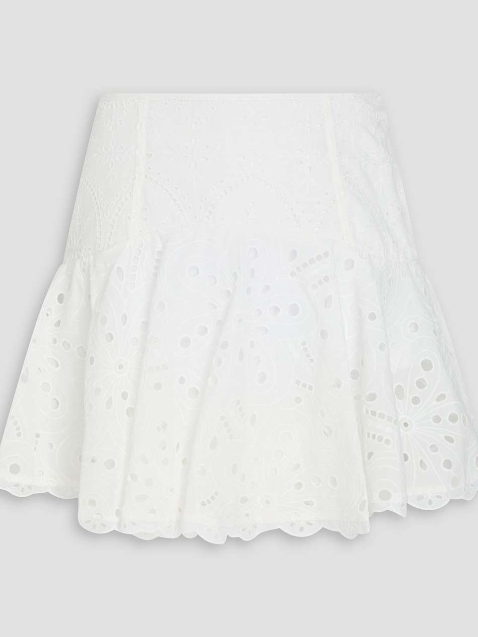saria broderie anglaise cotton-blend mini skirt