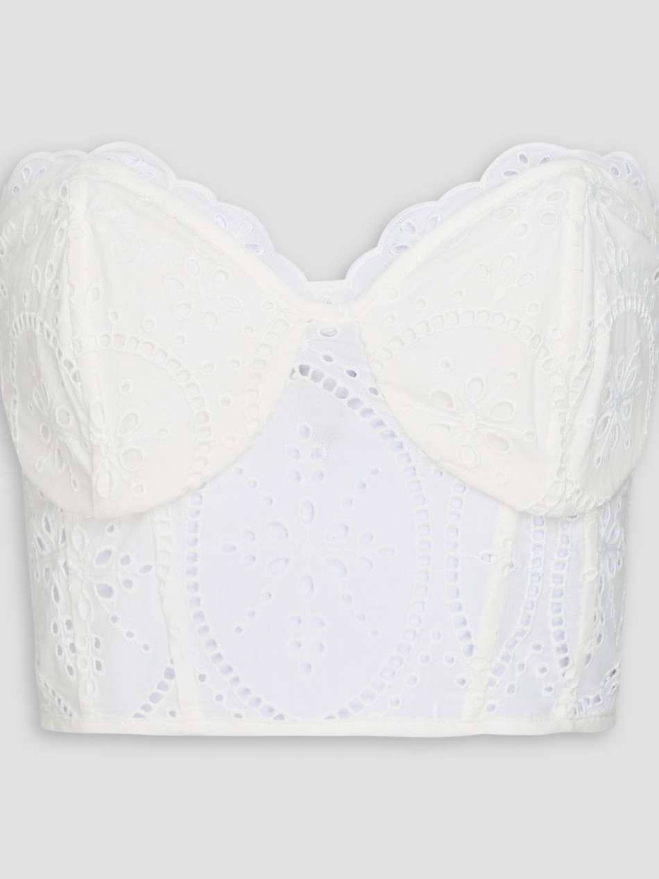 lita strapless cropped broderie anglaise cotton-blend top