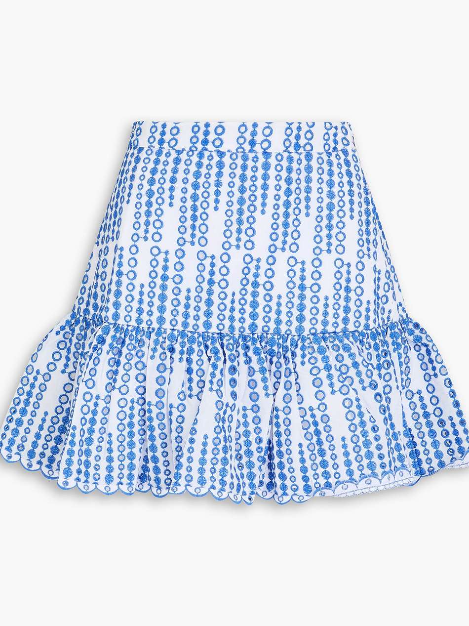 formentera gathered broderie anglaise cotton-blend mini skirt
