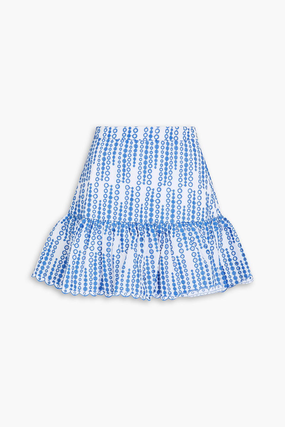 Charo Ruiz Formentera Gathered Broderie Anglaise Cotton-blend Mini Skirt In Blue