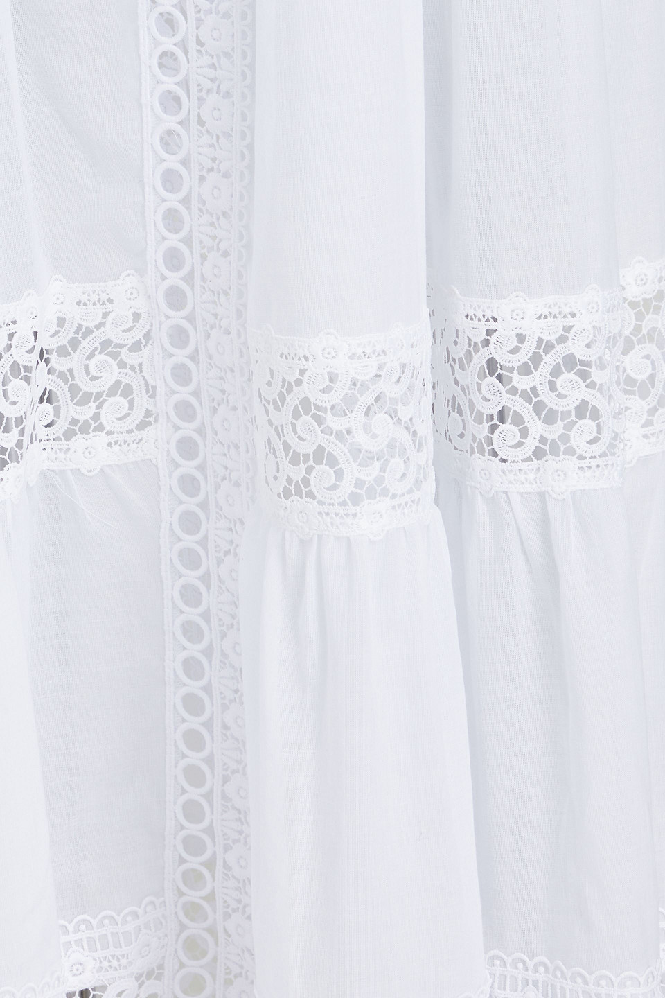 Charo Ruiz Claire Lace-trimmed Cotton-blend Voile Kaftan In White