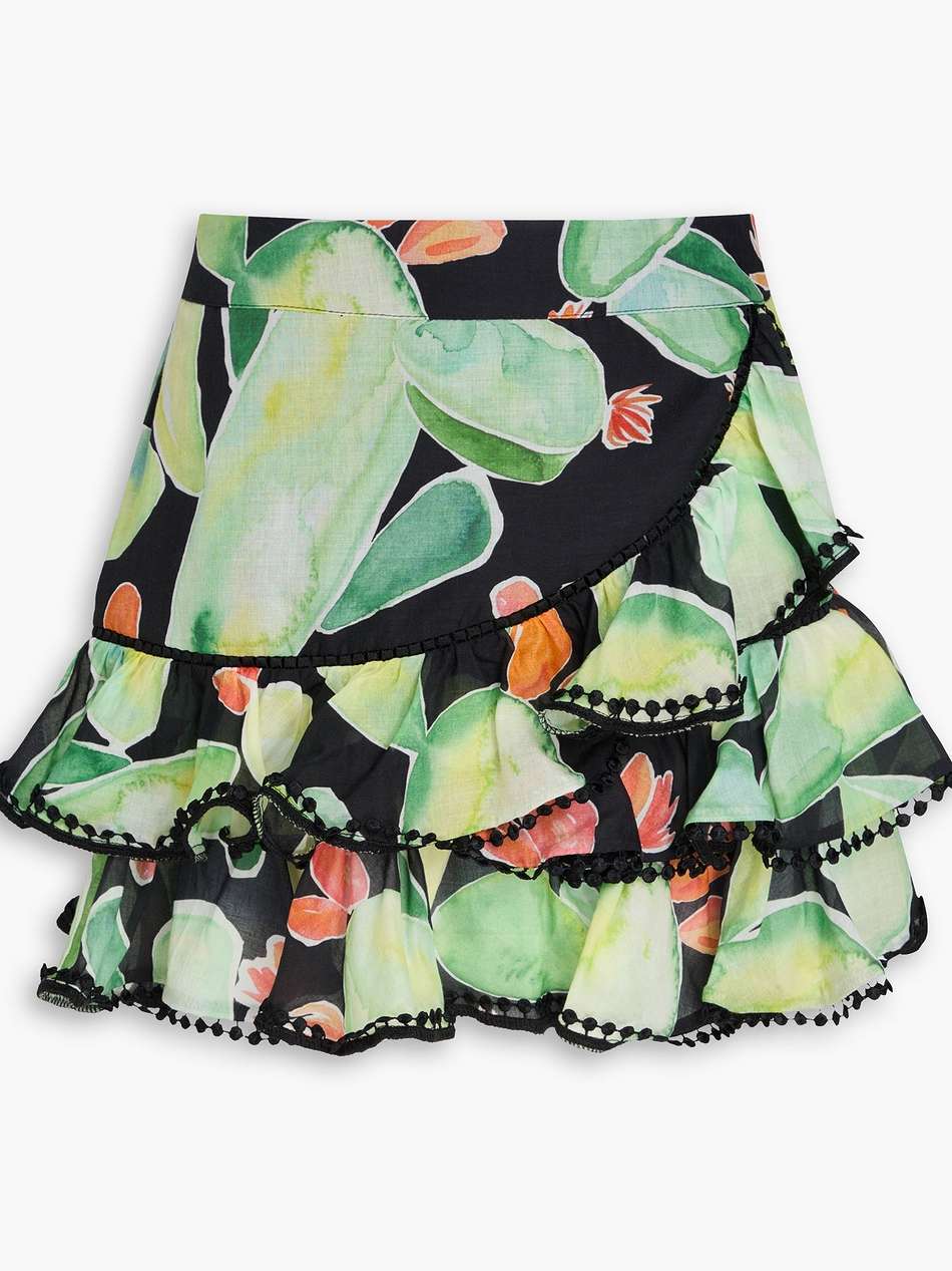 badajoz ruffled printed cotton-blend voile mini skirt