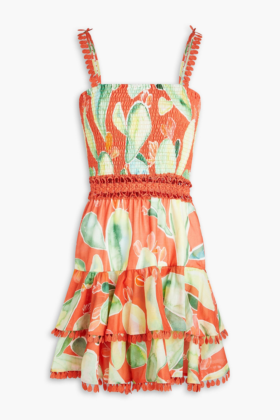 Charo Ruiz Pyxis Printed Cotton-blend Voile Mini Dress In Orange