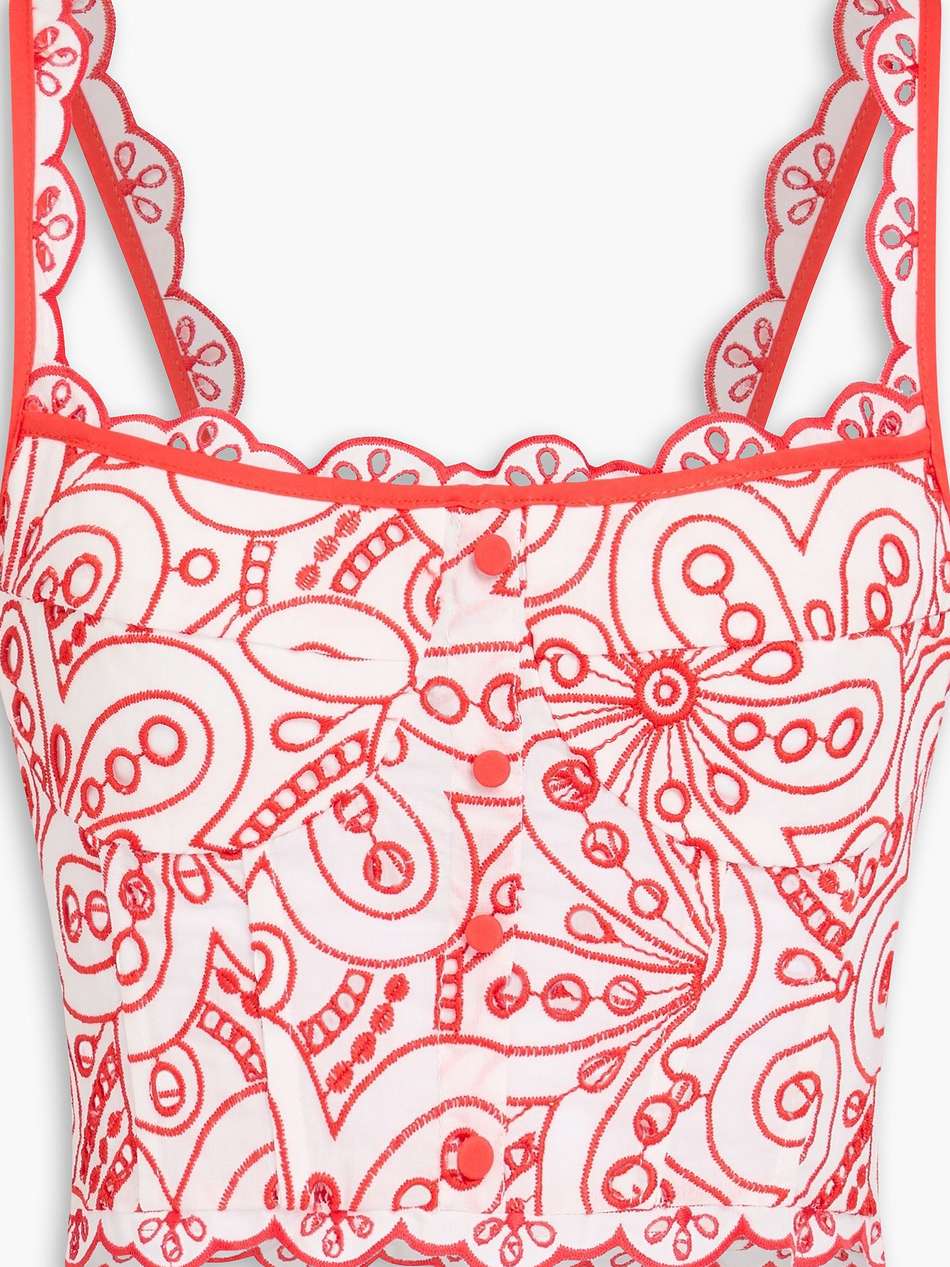 tessa cropped broderie anglaise cotton-blend top