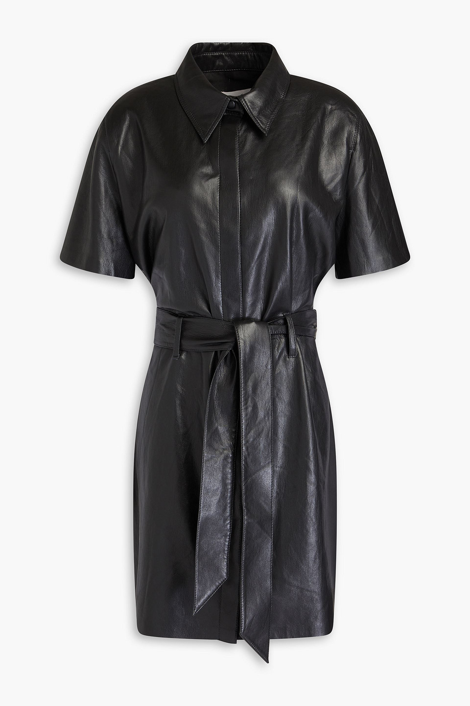 Belted mini shirt dress