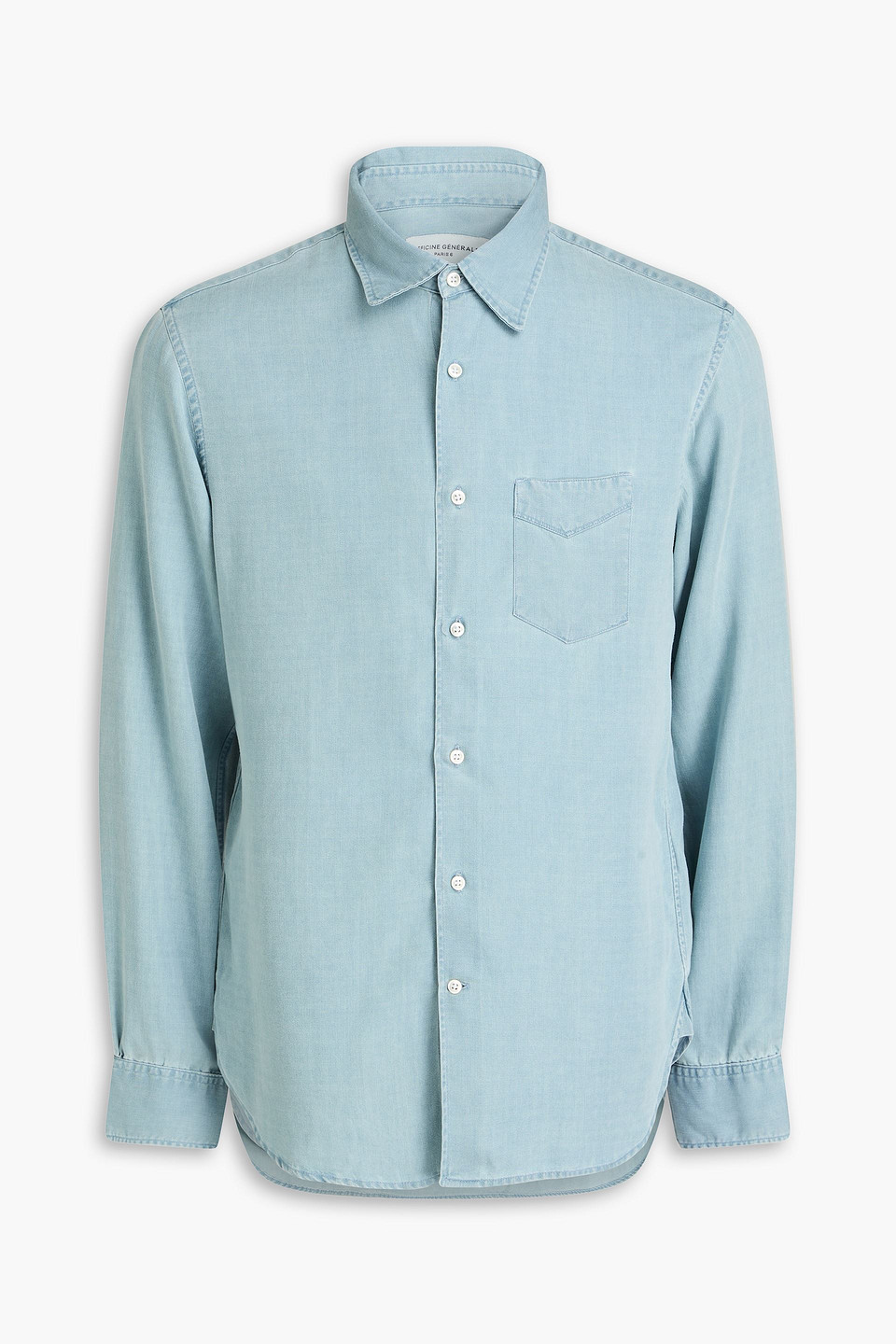 Officine Generale Benoit Hemd Aus Lyocell In Bleu