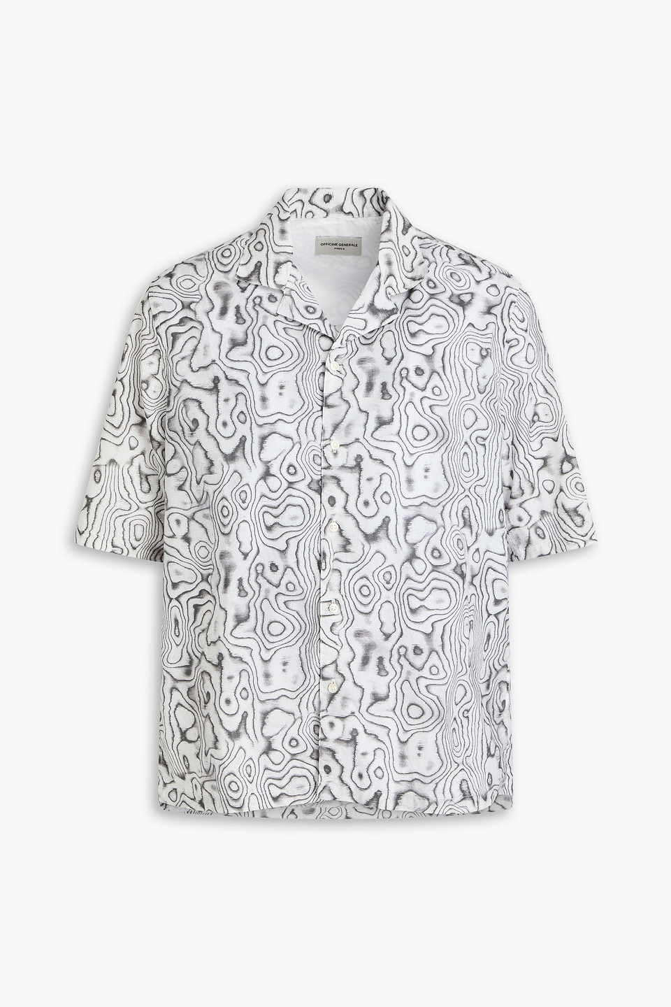 Officine Generale Eren Printed Cotton Shirt In Gray