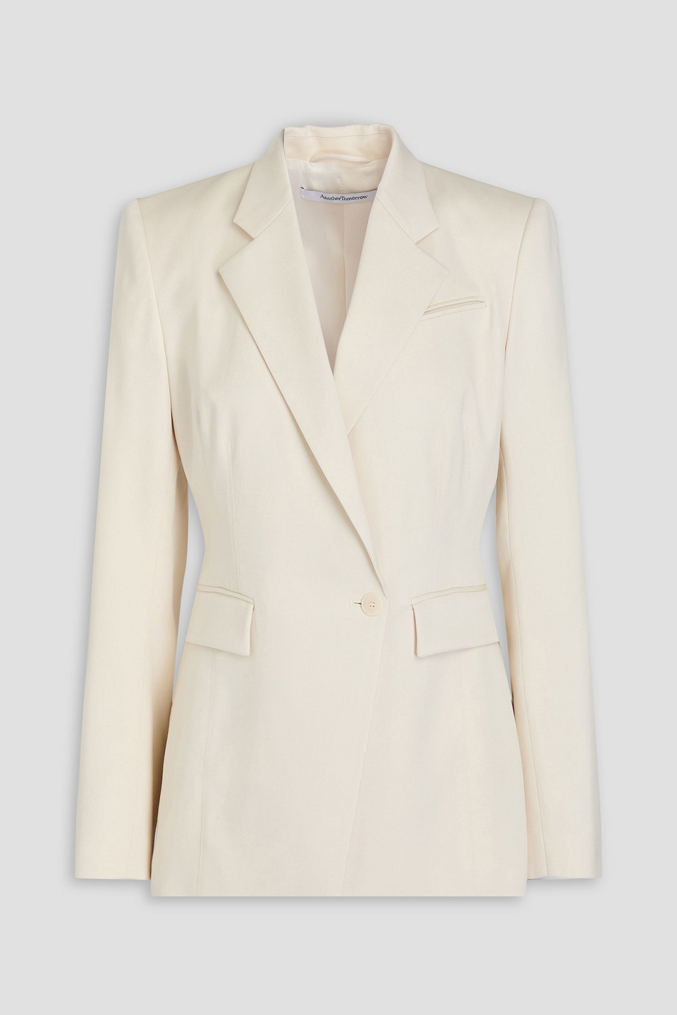 Another Tomorrow Double-breasted Wool-blend Twill Blazer In Ecru