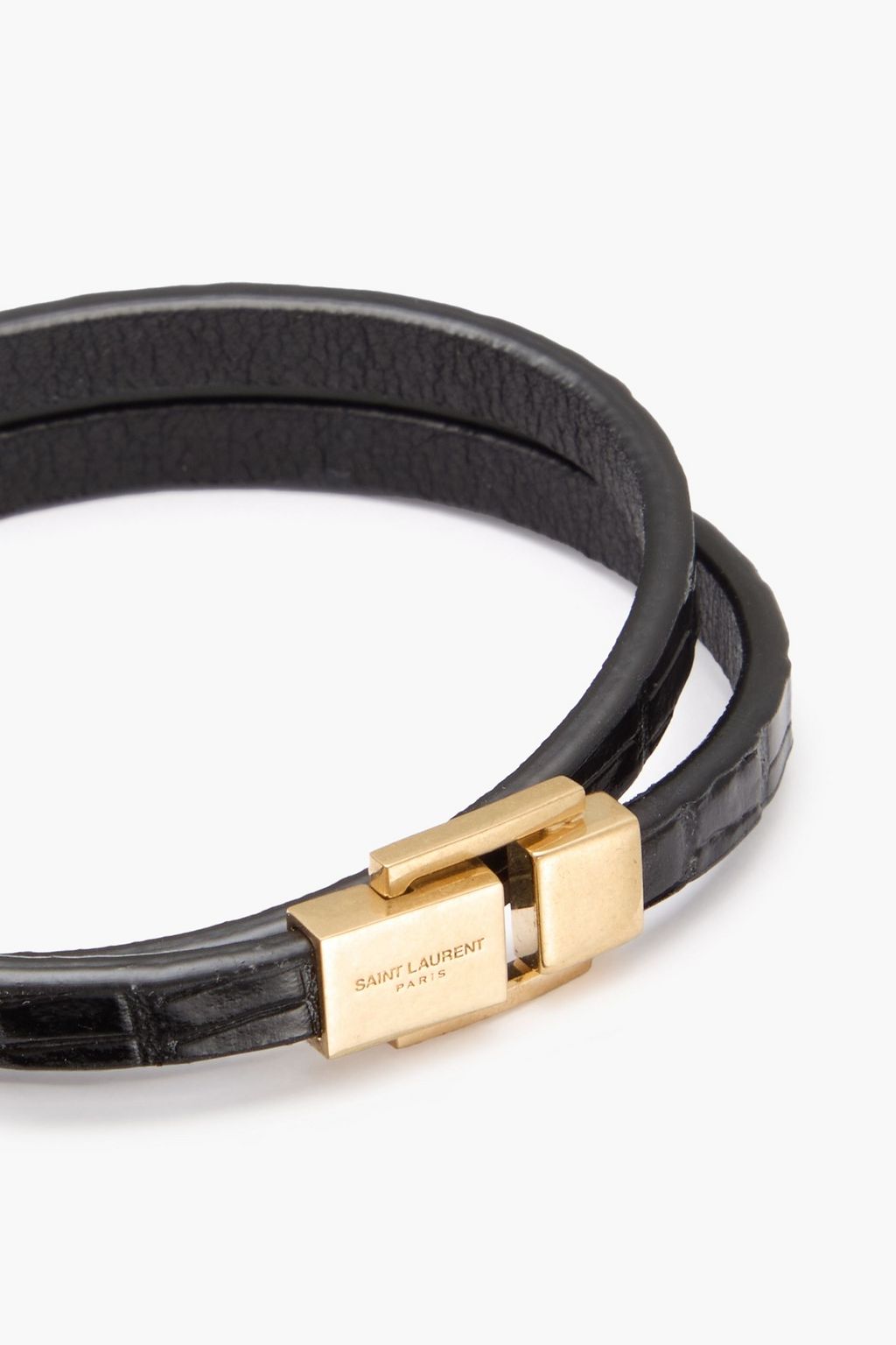 SAINT LAURENT Croc-effect leather wrap bracelet
