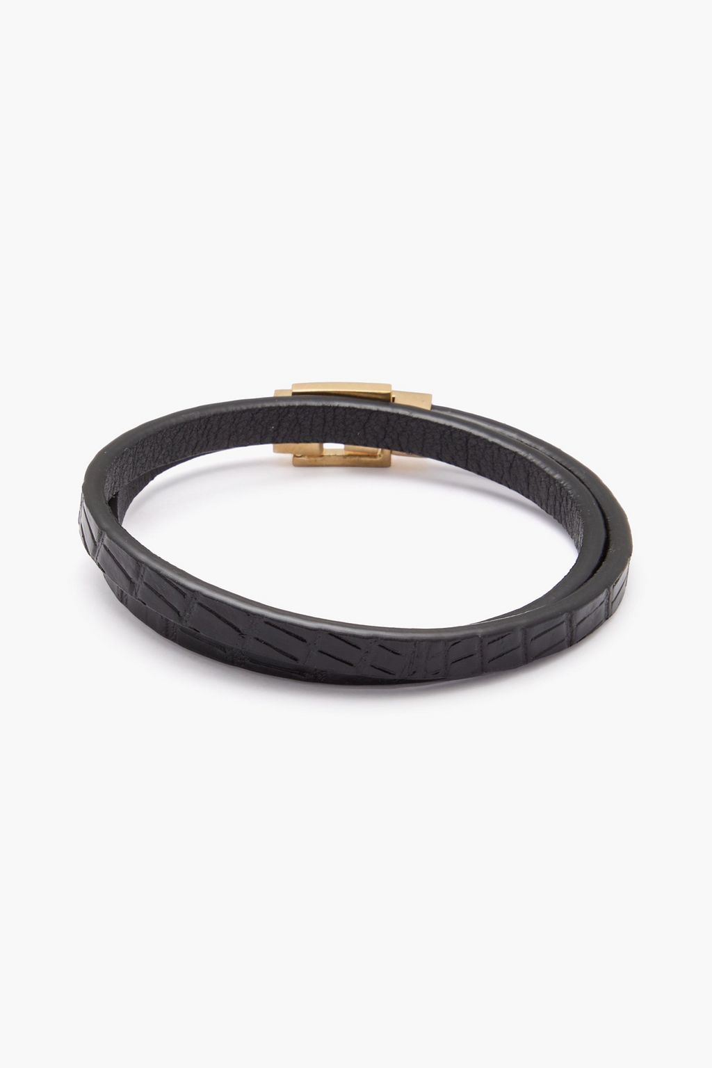 SAINT LAURENT Croc-effect leather wrap bracelet