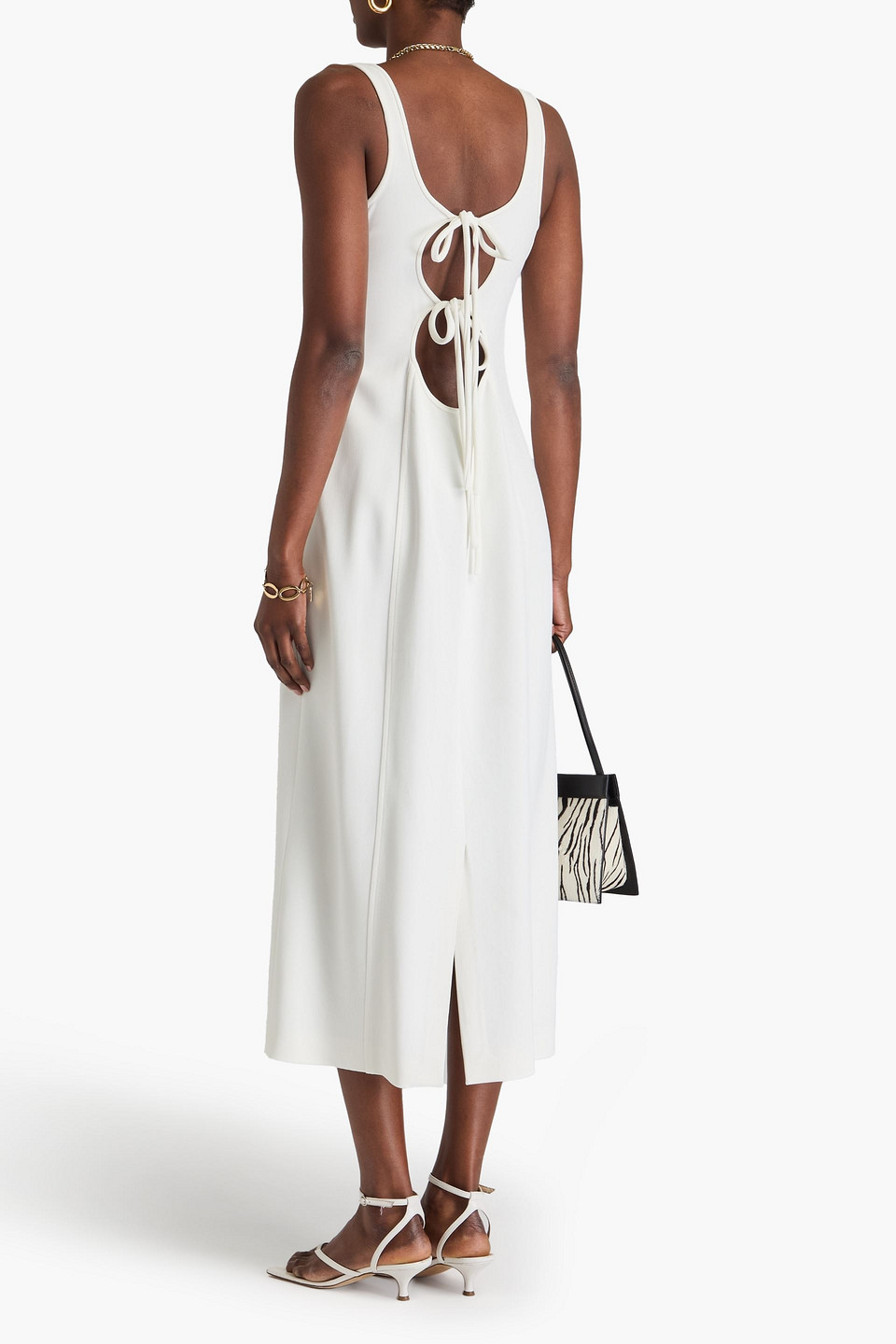  Another Tomorrow - Midikleid Aus Crêpe Mit Cut-outs - Weiß - It 36 