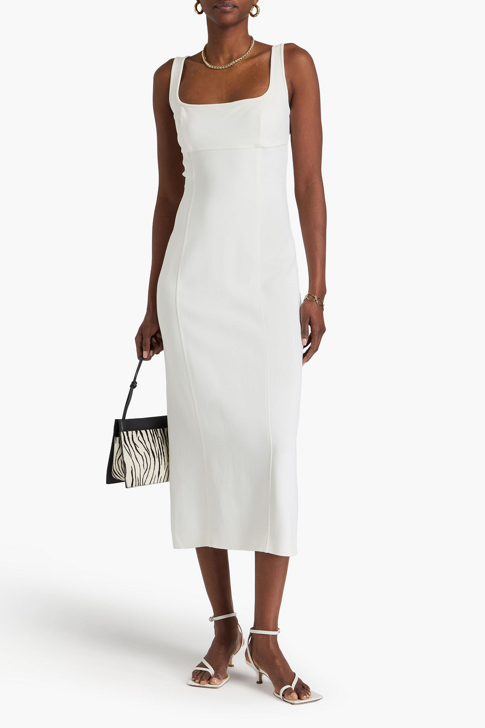  Another Tomorrow - Midikleid Aus Crêpe Mit Cut-outs - Weiß - It 36 