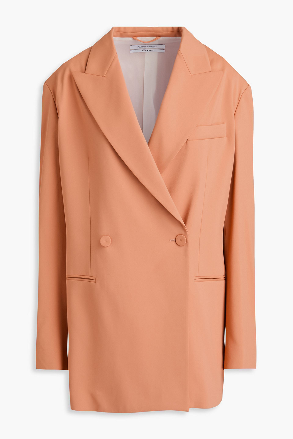 Another Tomorrow Double-breasted Crepe Blazer In Peach