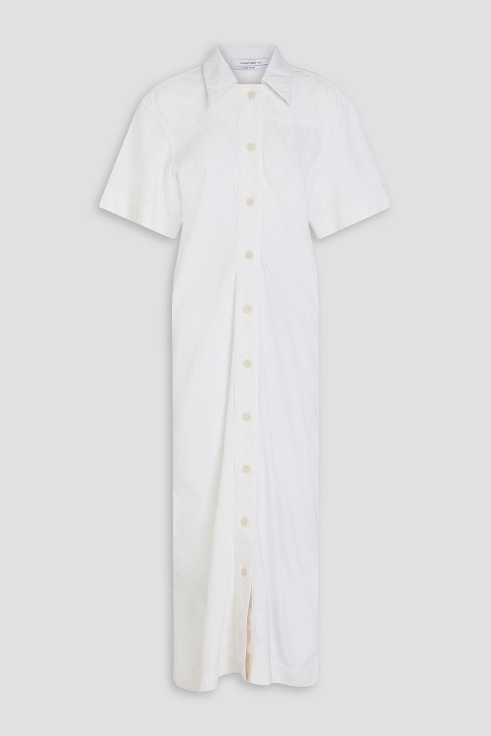Another Tomorrow Cotton-chambray Midi Shirt Dress In Off-white