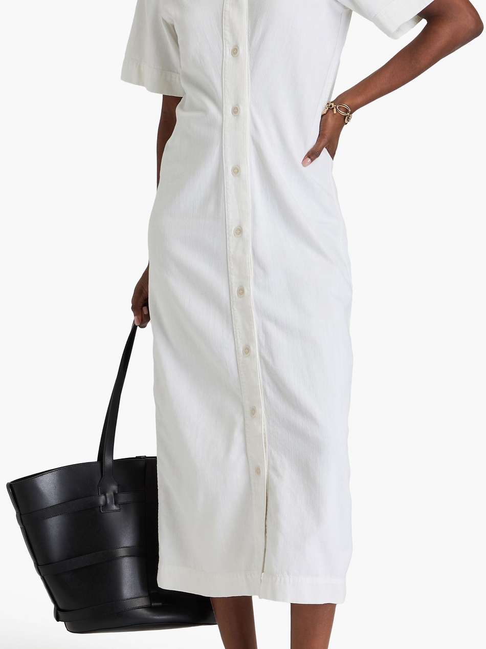 cotton-chambray midi shirt dress