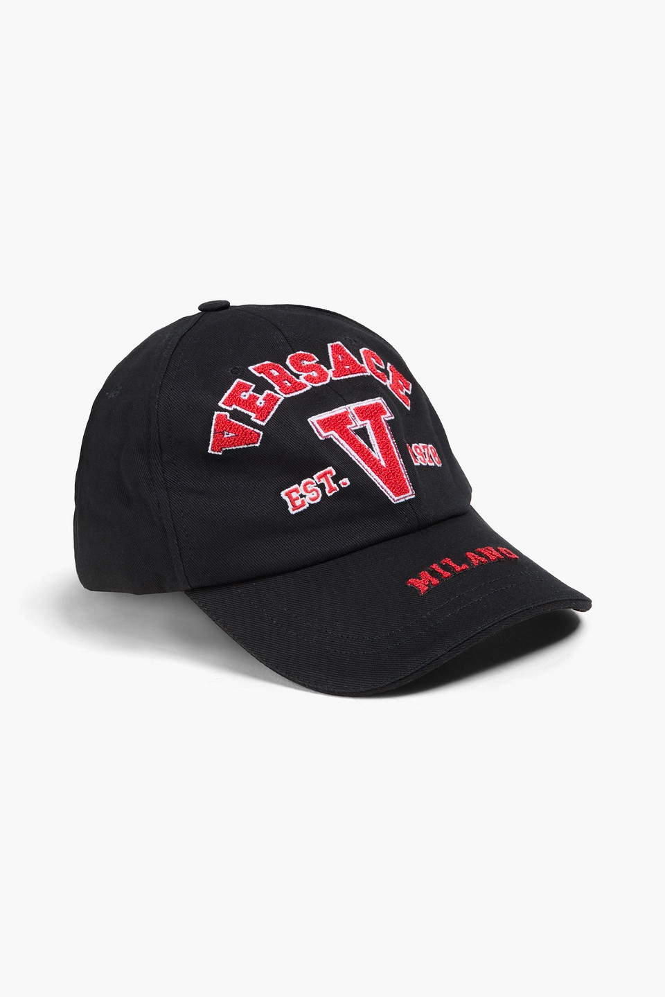 Versace Baseballcap Aus Baumwoll-twill Mit Stickereien In Schwarz