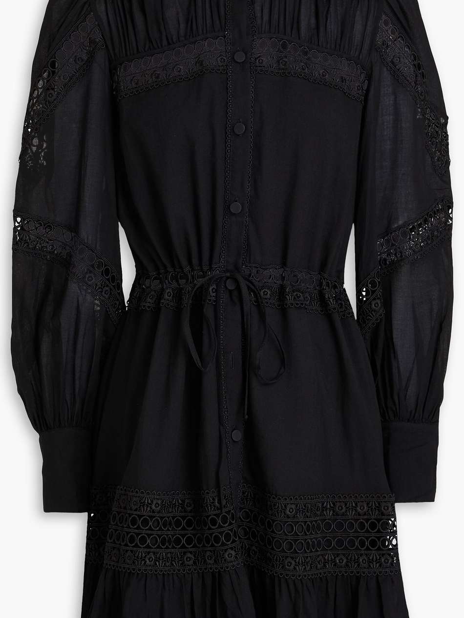daniela gathered cotton-blend voile mini shirt dress