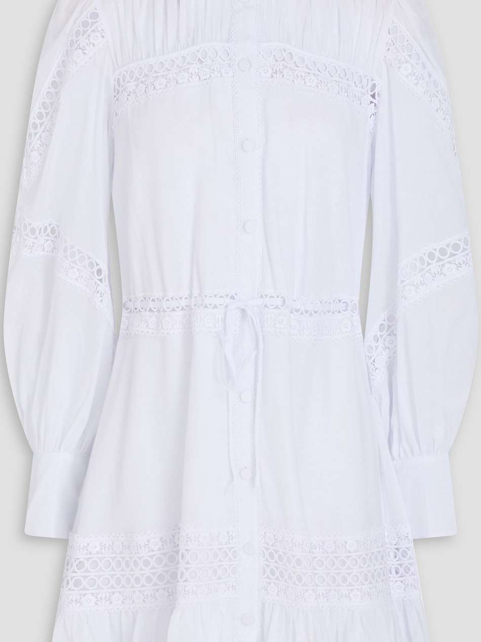 daniela gathered cotton-blend voile mini shirt dress