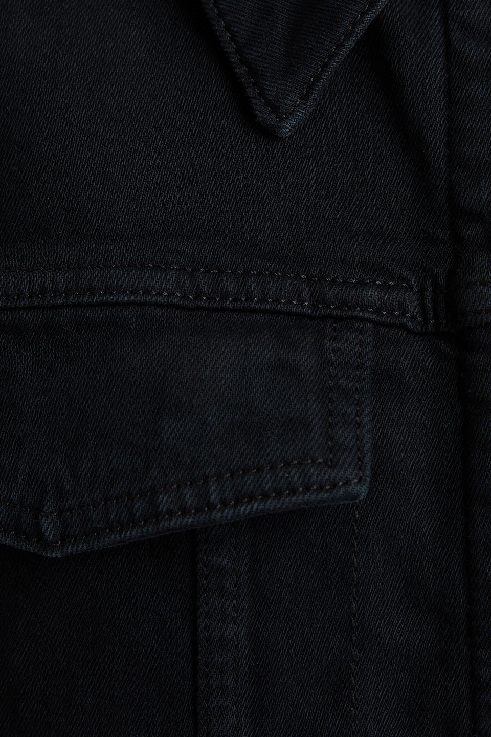 Another Tomorrow Cropped Denim Jacket In Black