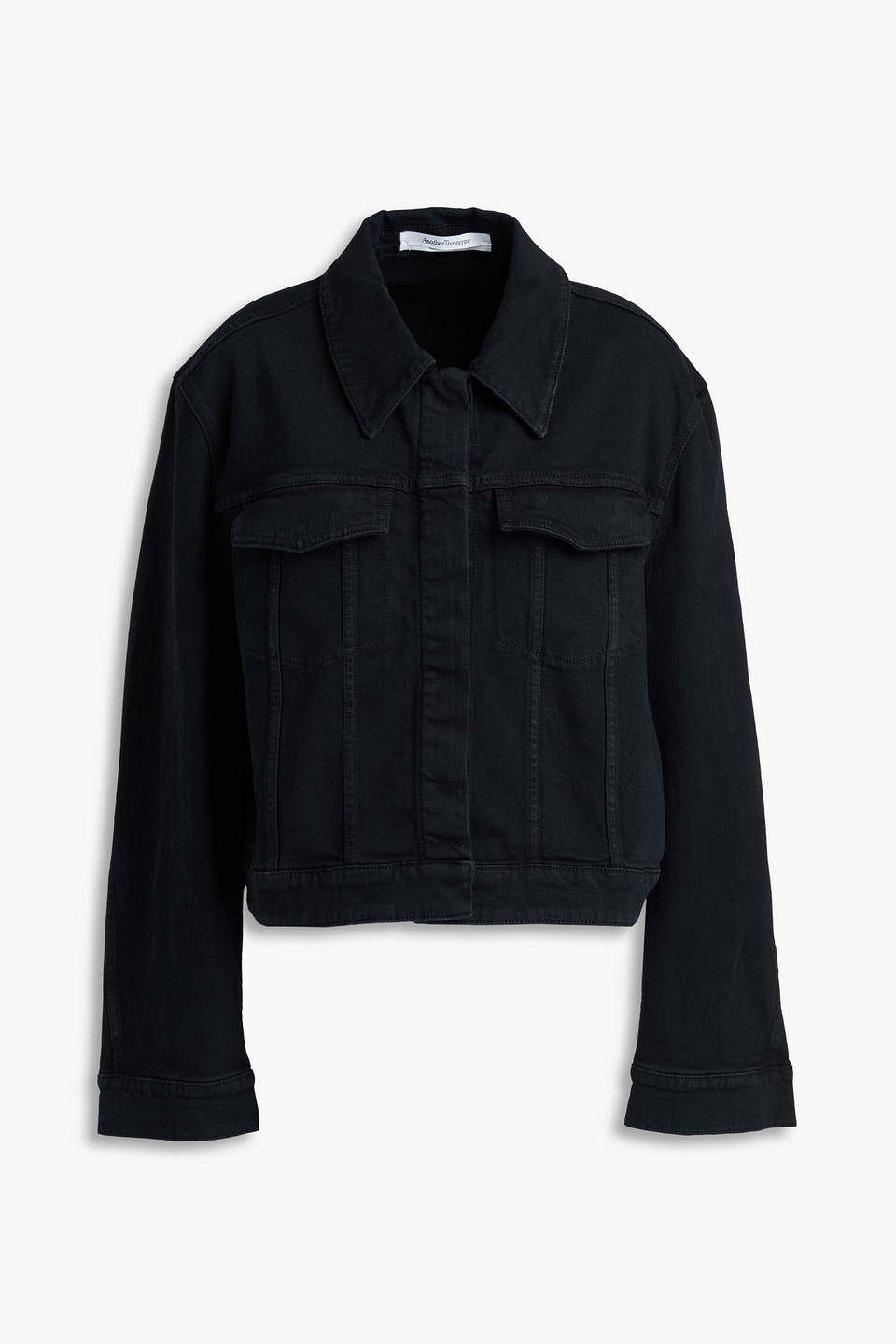Another Tomorrow Cropped Denim Jacket In Black