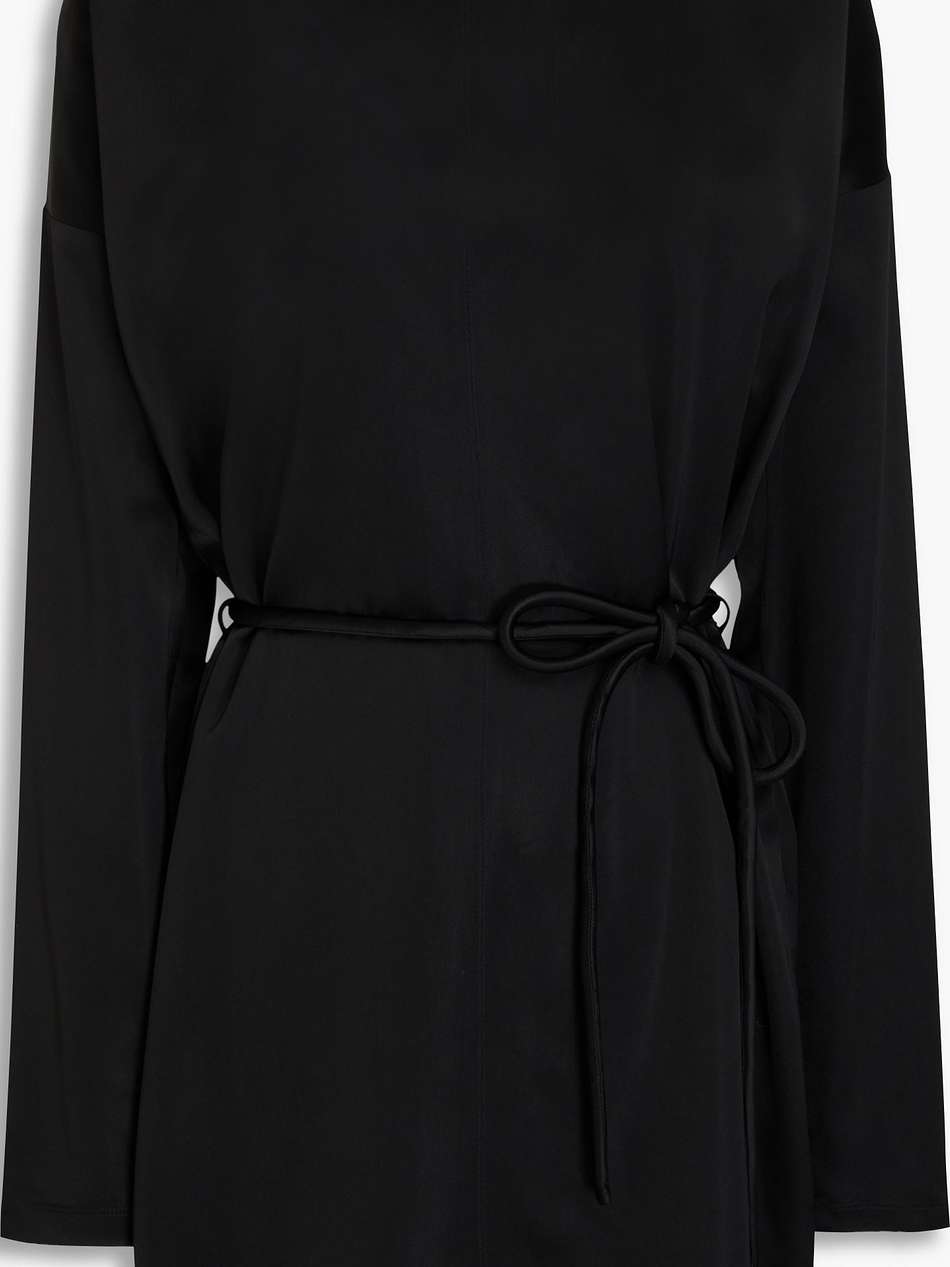belted satin mini dress