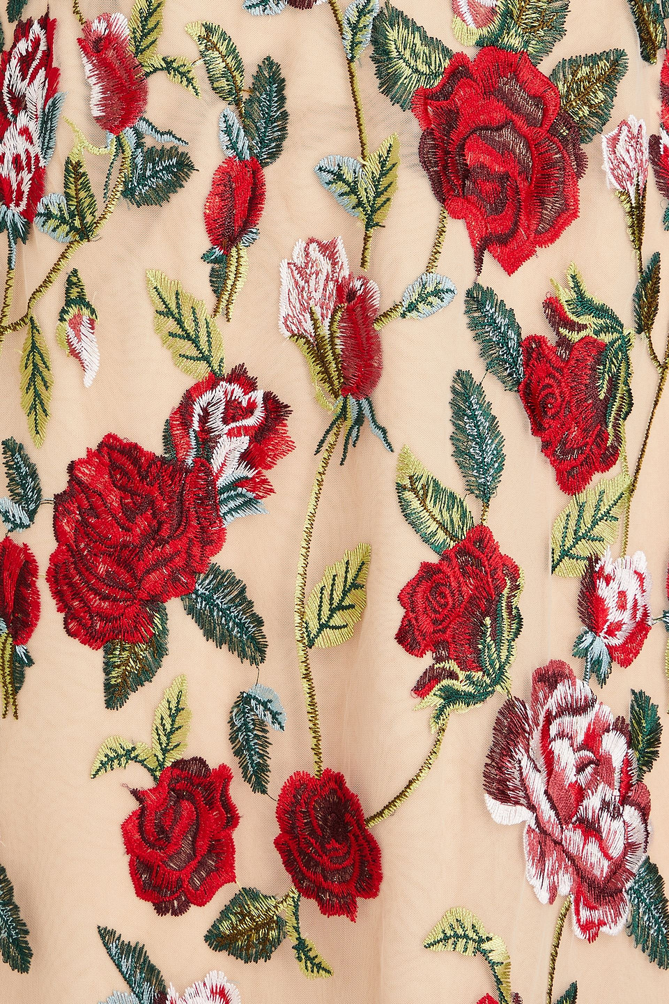 MARCHESA NOTTE EMBROIDERED TULLE MIDI DRESS