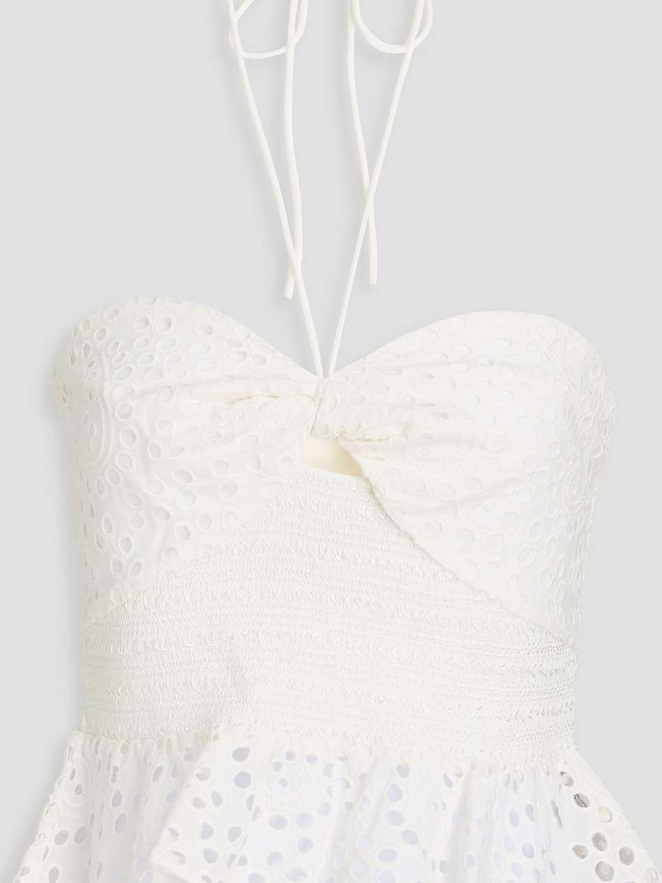 livia broderie anglaise cotton peplum halterneck top