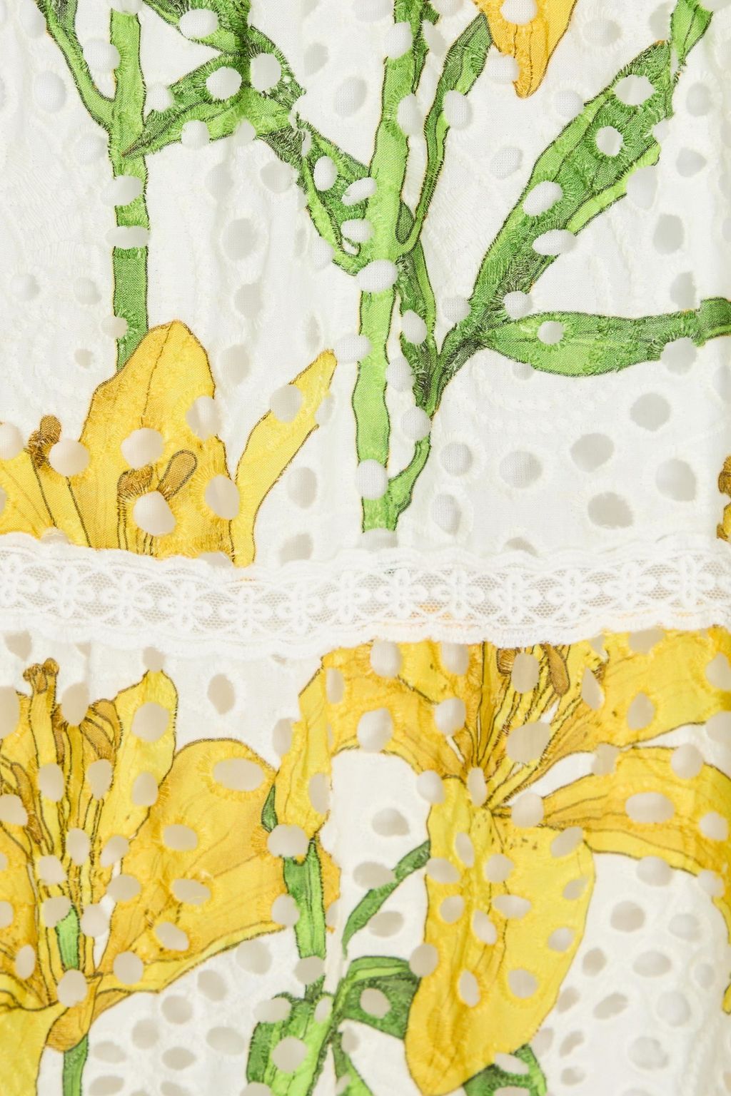 ALICE + OLIVIA コットン マキシスカート ティアード フローラルプリント イギリス刺繍