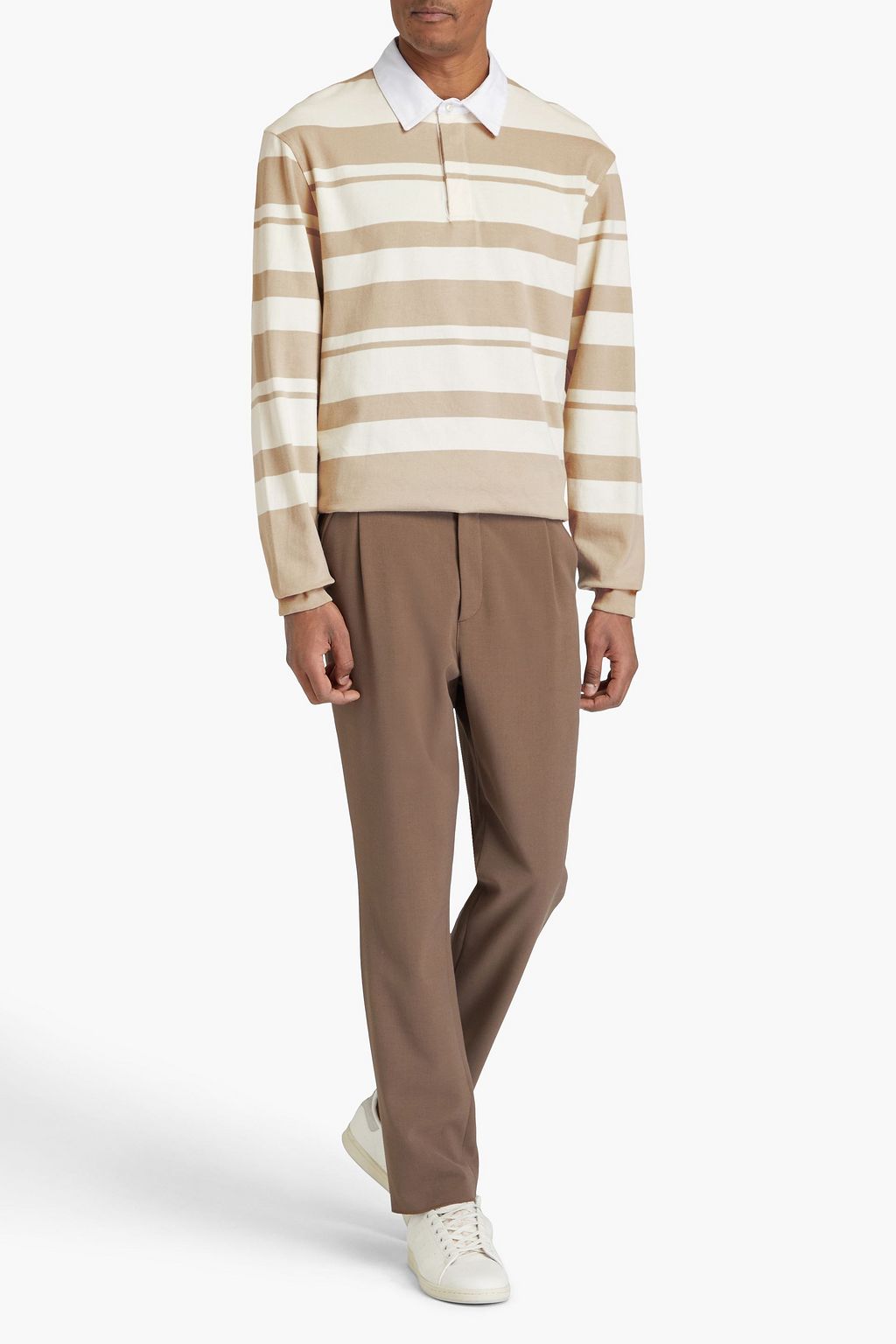 OFFICINE GÉNÉRALE 스트라이프 코튼 저지 폴로 셔츠