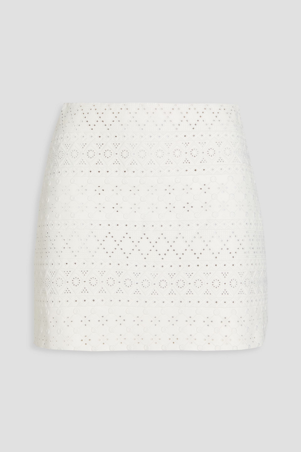 Alice And Olivia Riley Embroidered Mini Skirt In Off-white