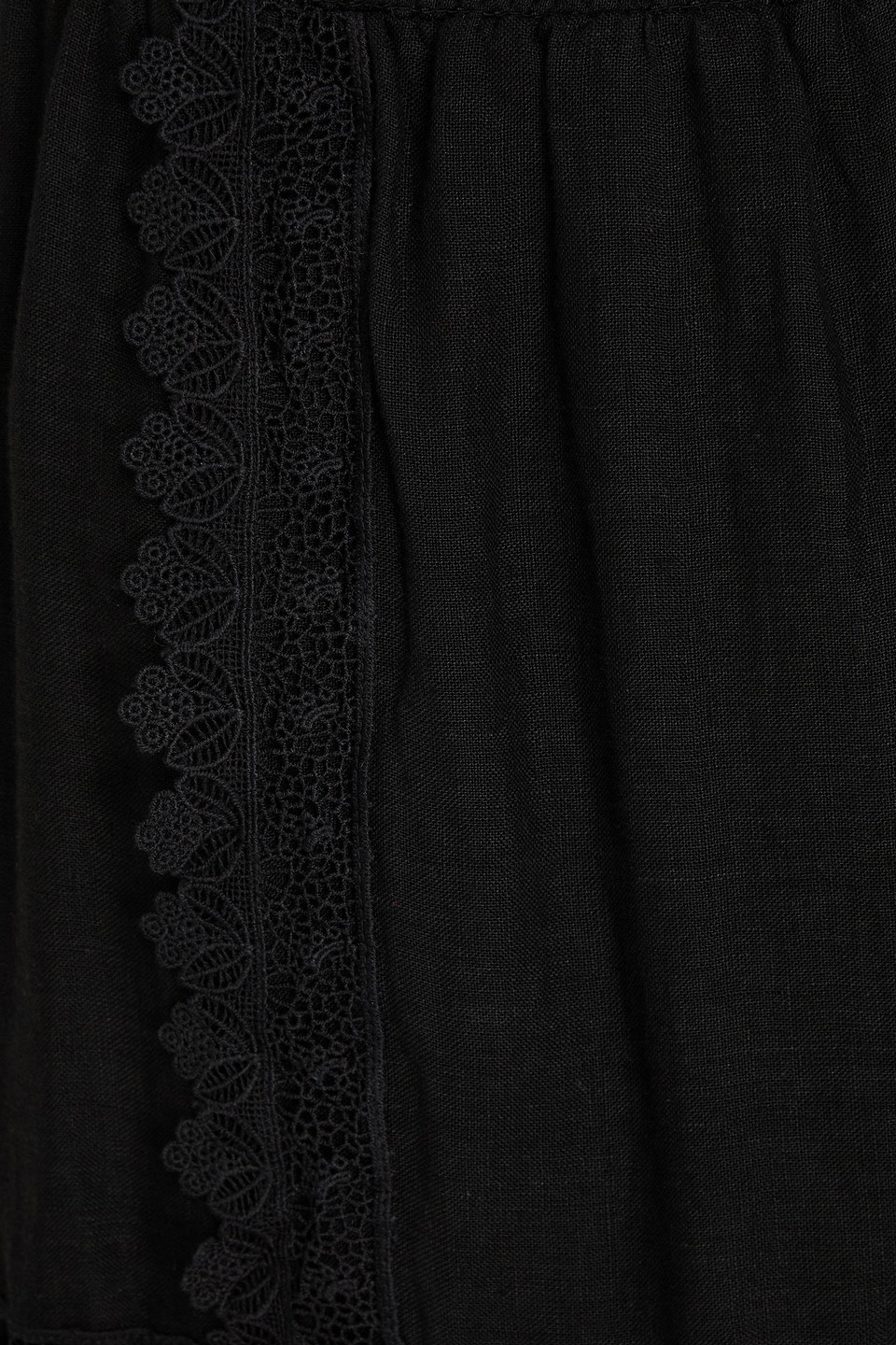 Alice And Olivia Reise Guipure Lace-paneled Linen-gauze Maxi Skirt In Black