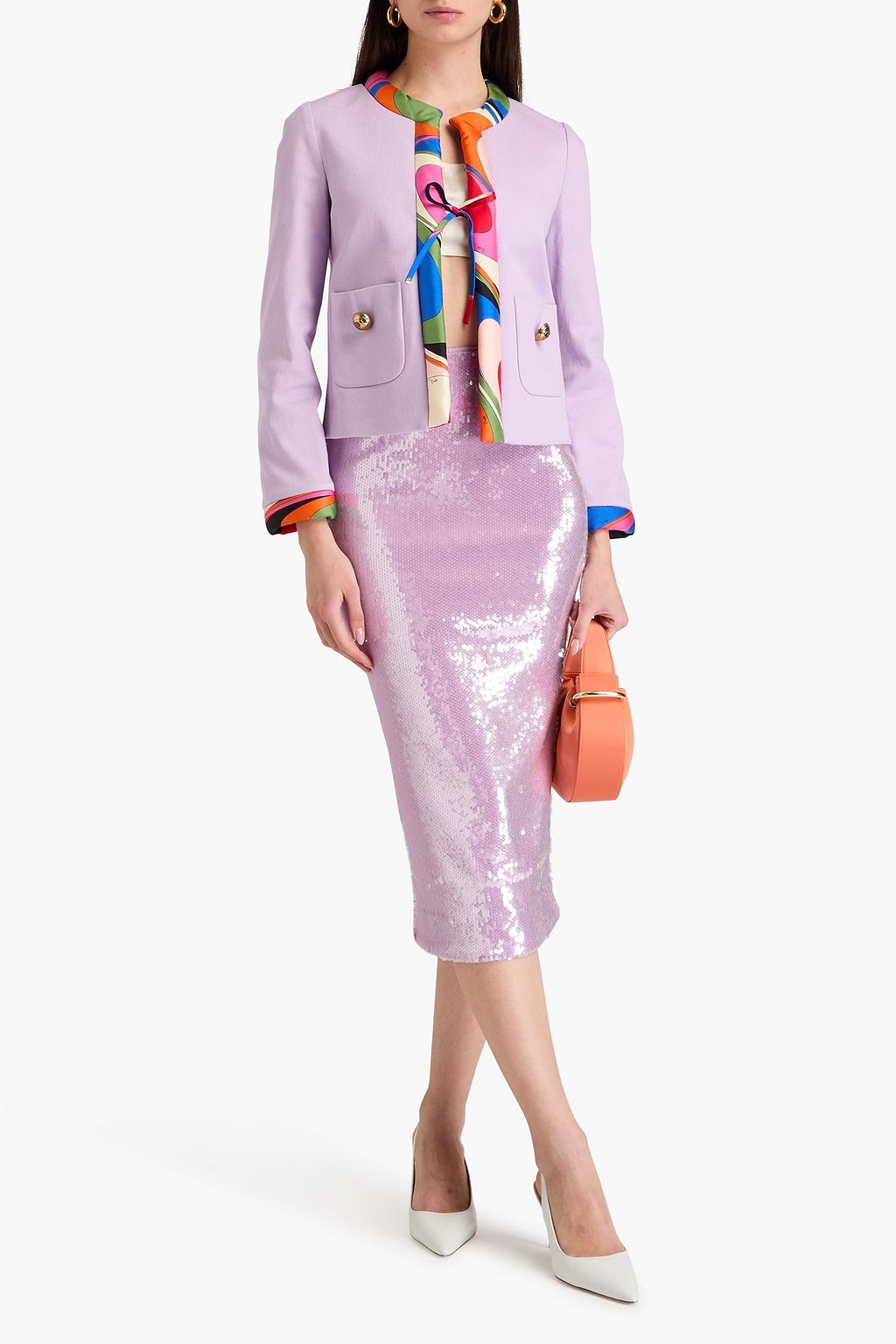 PUCCI جاكيت من التويل المصنوع من مزيج من القطن مزين بطبعات