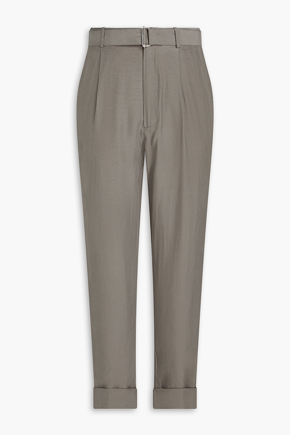 Officine Generale Hugo Tapered Belted Lyocell Pants In Steingrau