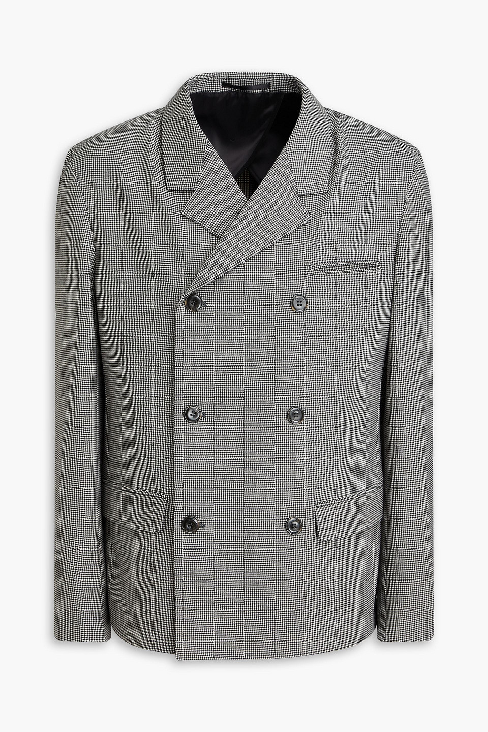 Nanushka Miles Doppelreihiger Blazer Aus Jacquard Mit Hahnentrittmuster In Schwarz