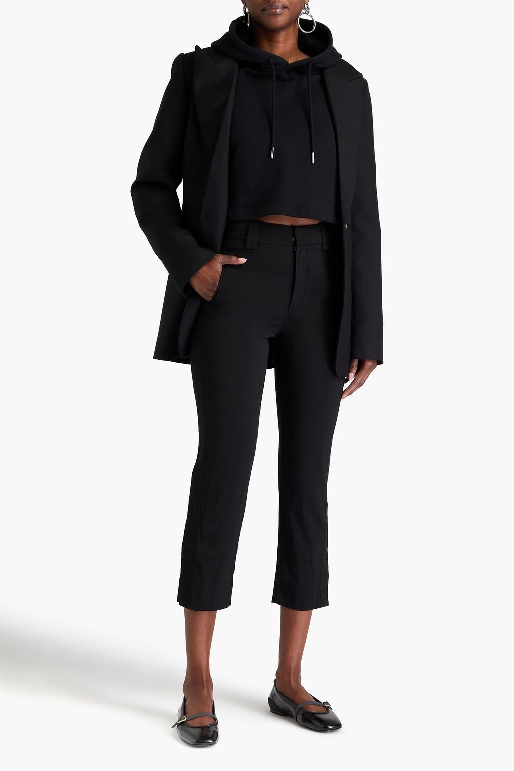 GANNI Cropped crepe slim-leg pants
