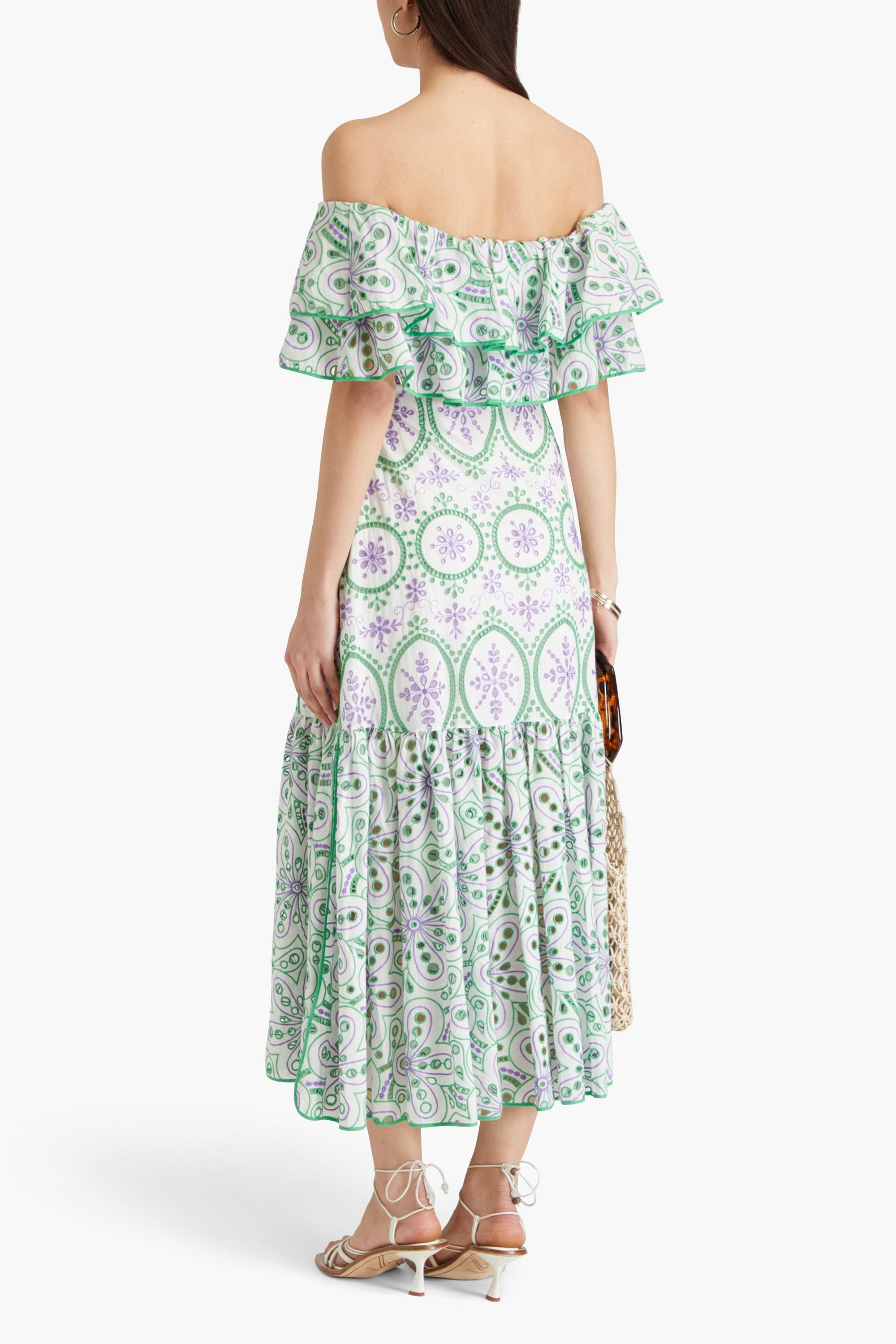 Charo Ruiz Ibiza Isabella off-the-shoulder broderie anglaise cotton-blend midi dress