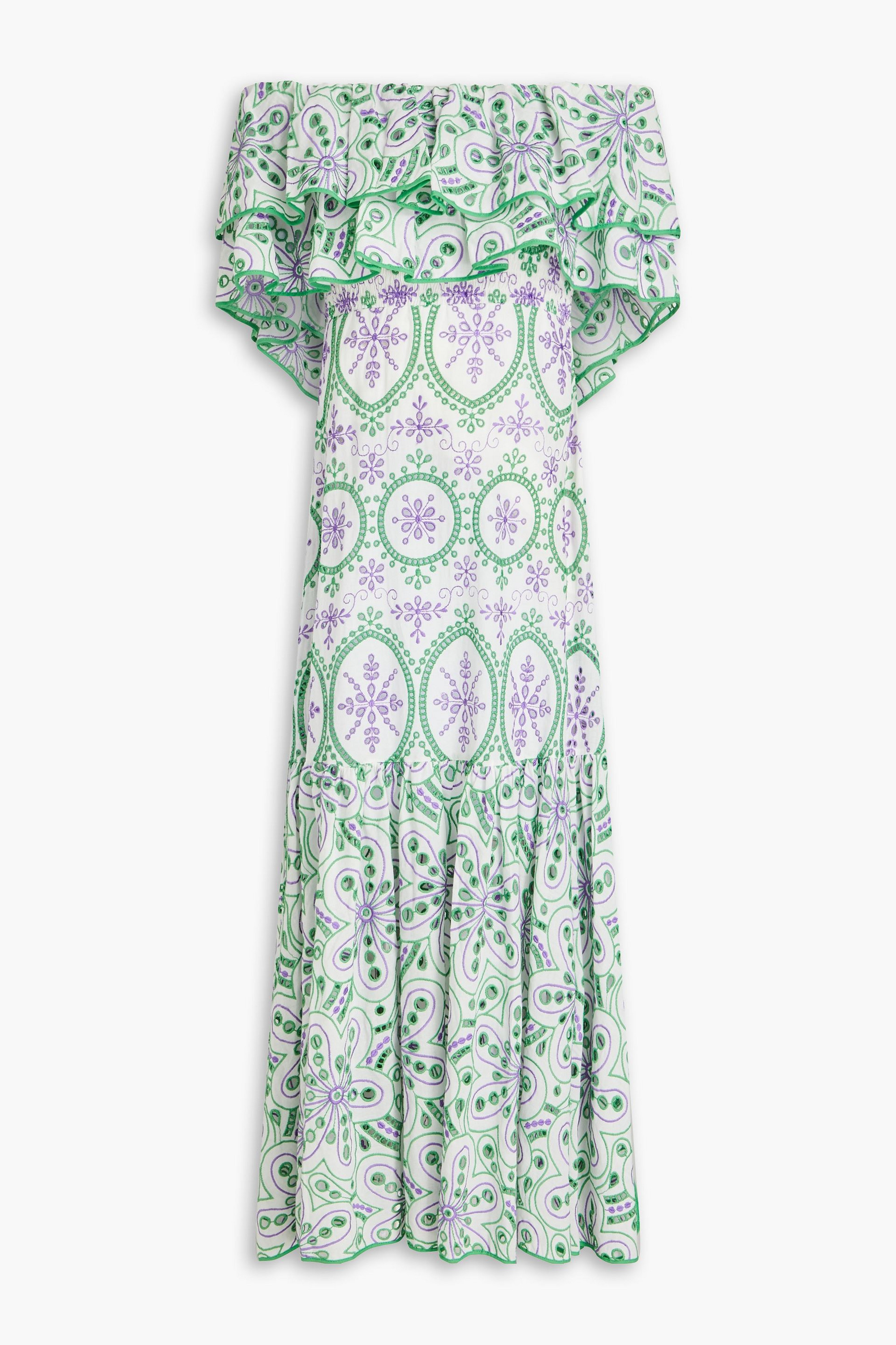 Charo Ruiz Ibiza Isabella off-the-shoulder broderie anglaise cotton-blend midi dress