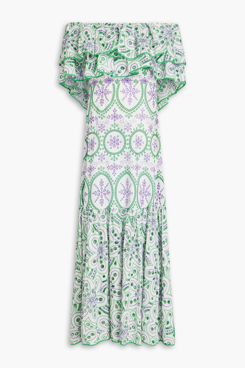 Charo Ruiz Ibiza - Isabella off-the-shoulder broderie anglaise cotton-blend midi dress - Purple - L