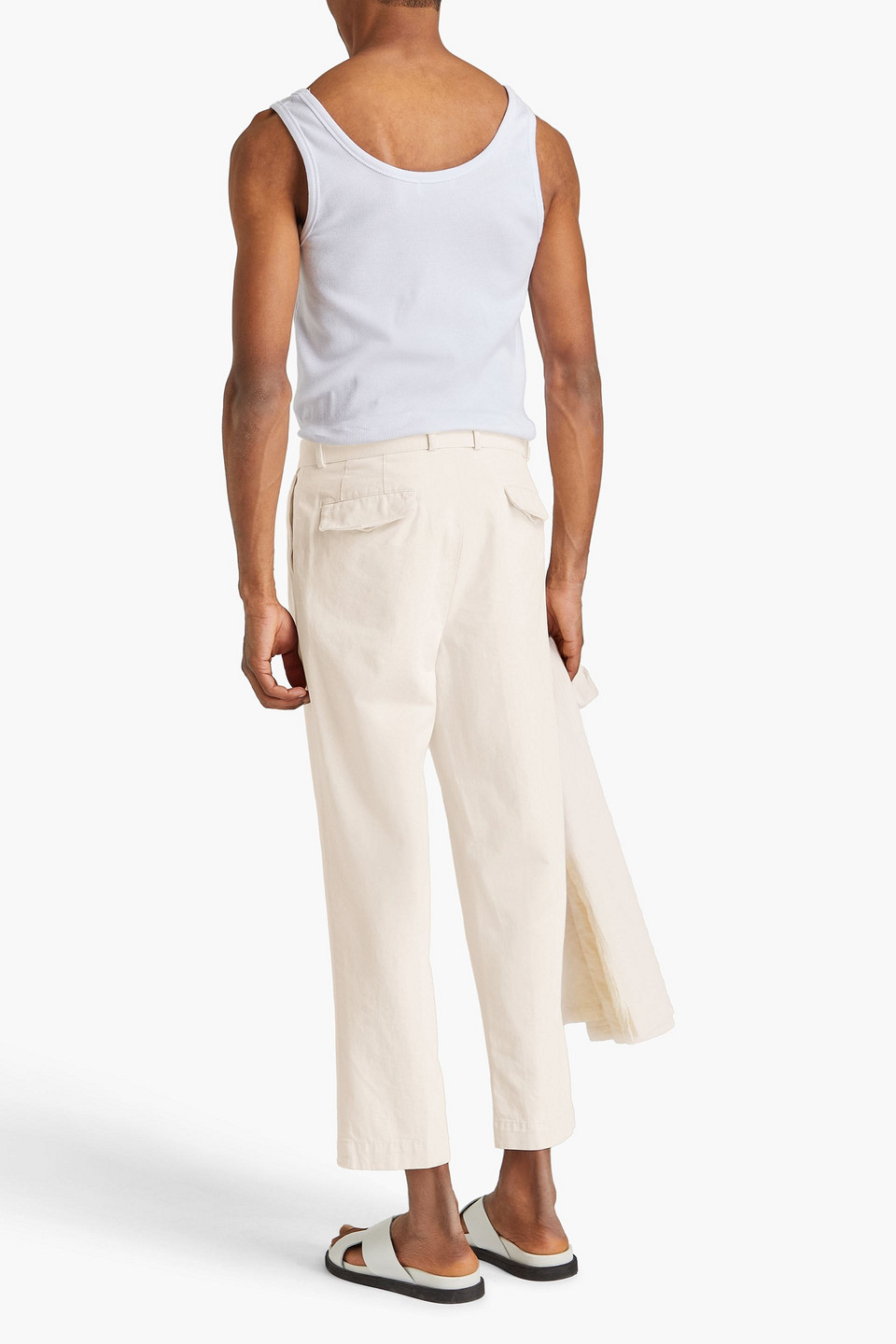 Officine Generale Luigi Pleated Cotton-twill Pants In Ecru