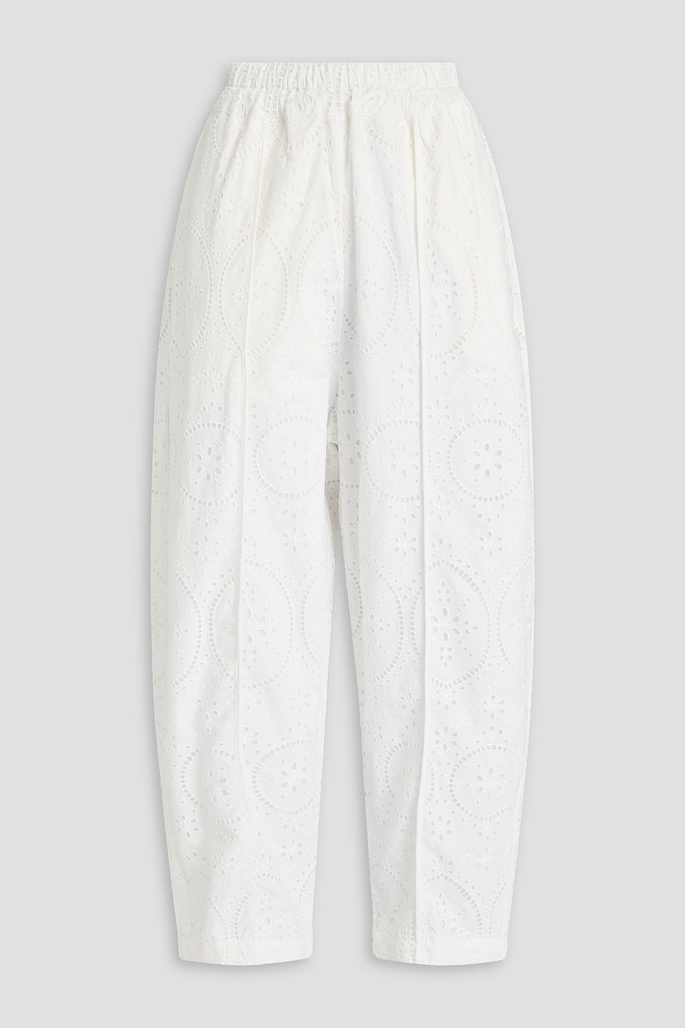 Lya broderie anglaise cotton-blend wide-leg pants