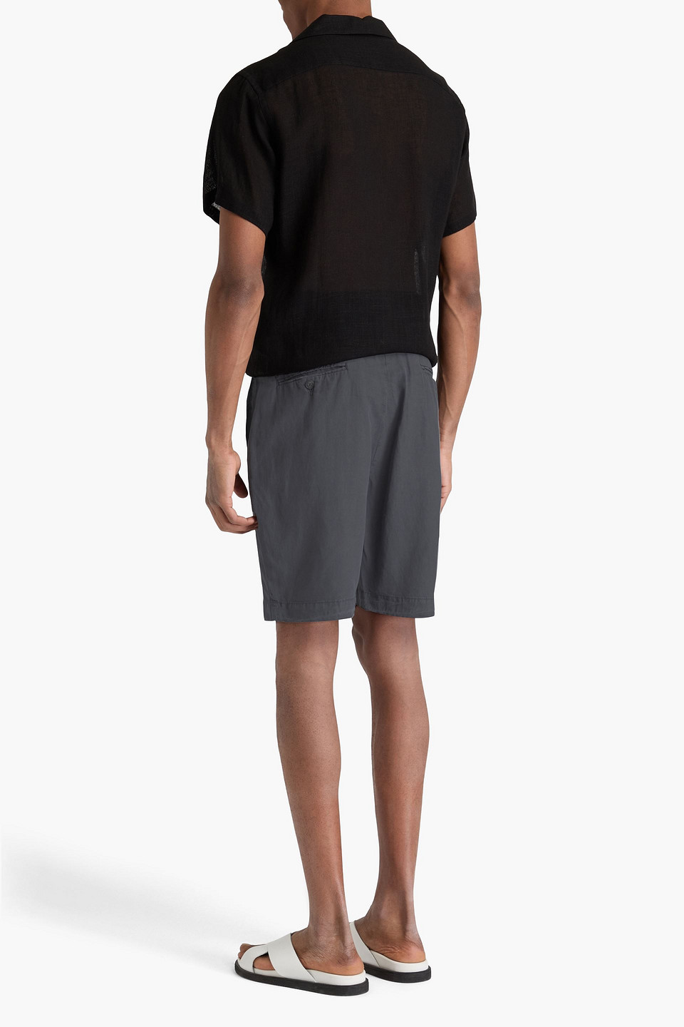 OFFICINE GENERALE PHIL LYOCELL, LINEN AND COTTON-BLEND SHORTS