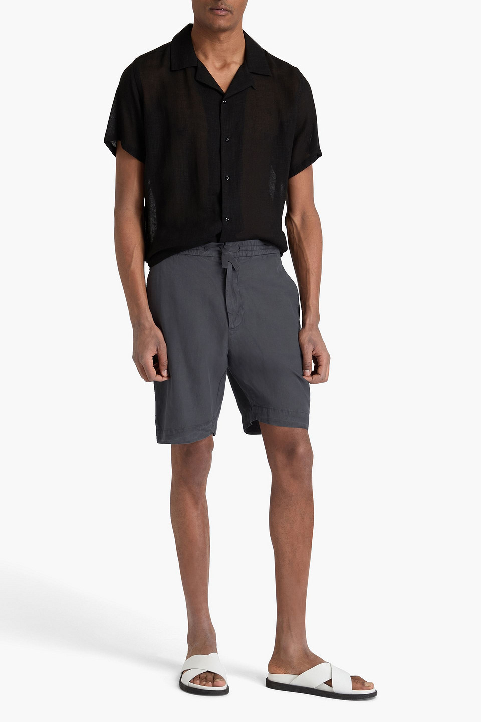 OFFICINE GENERALE PHIL LYOCELL, LINEN AND COTTON-BLEND SHORTS