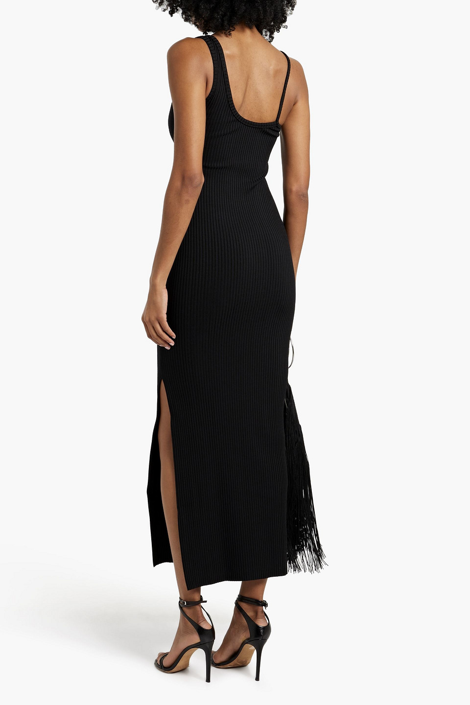 Shop Bec & Bridge Anastasia Ribbed-knit Maxi Dress In Black