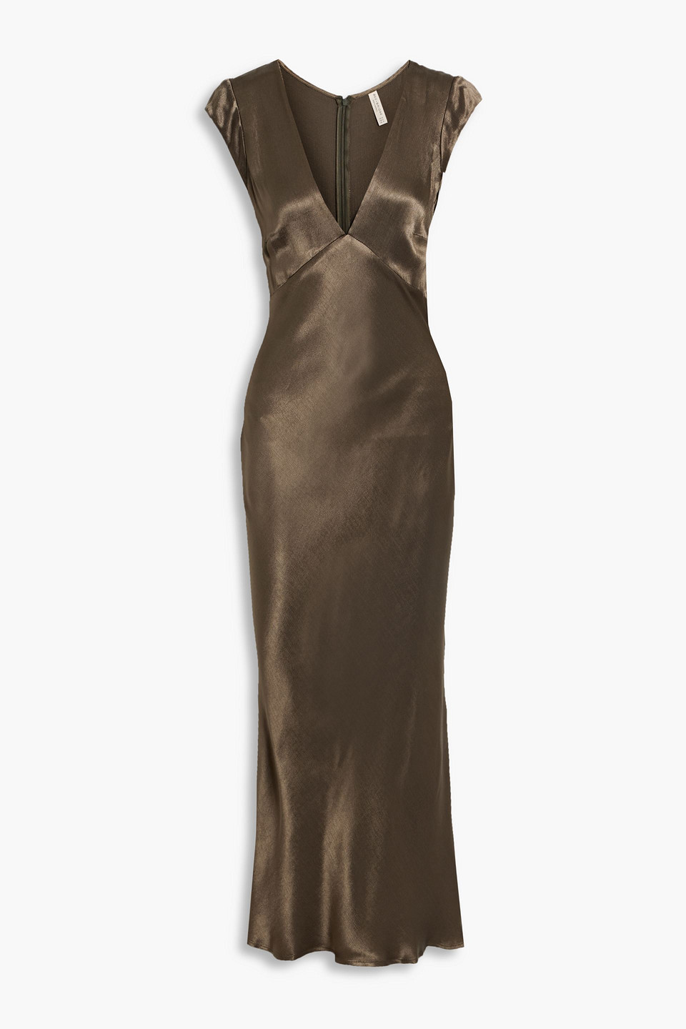 Bec & Bridge Indi Satin Maxi Dress In Army Green