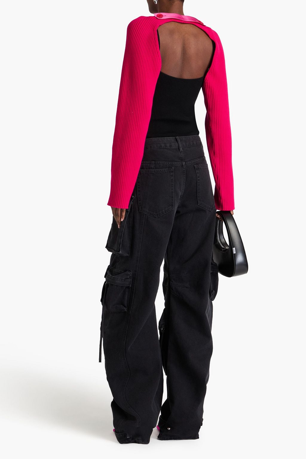 HELMUT LANG سترة قصيرة من مزيج القطن بتصميم مضلّع